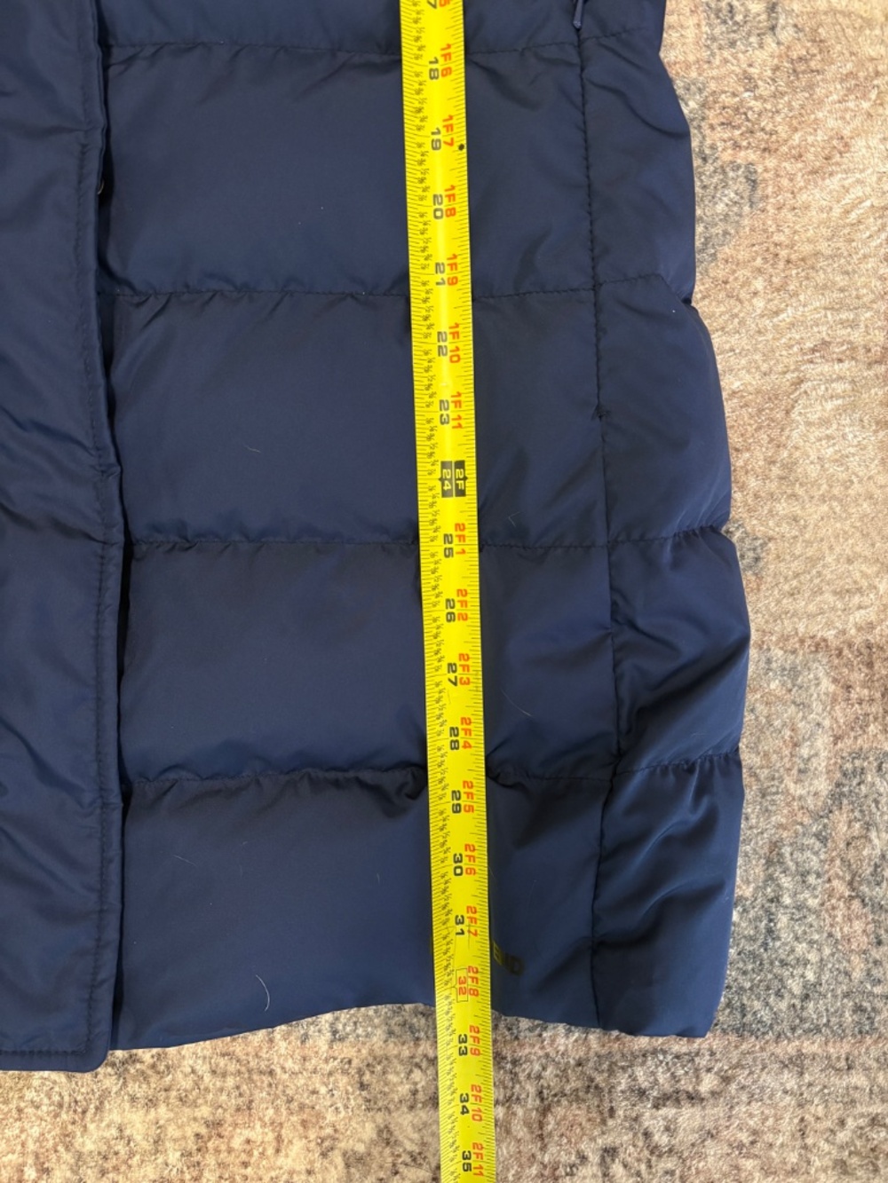 Lands' End Women's Long Quilted Down Puffer Parka Coat Navy Blue M Pockets Hood - Picture 10 of 10